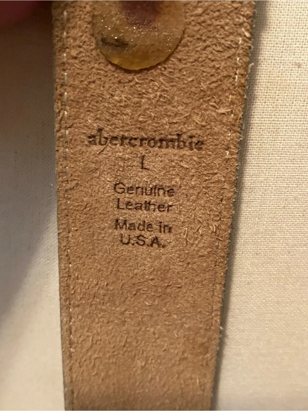 VTG Abercrombie & Fitch Women’s Tan Brown Leather Belt Brass Buckle Sz.L Preppy